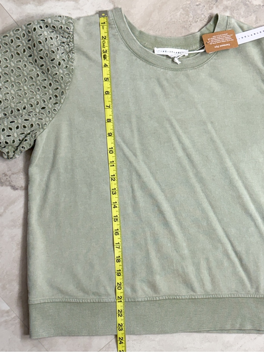 NWT Jane + Delancey Sage Green Eyelet Puff Sleeve Top Large Cottagecore Coastal - Picture 4 of 7